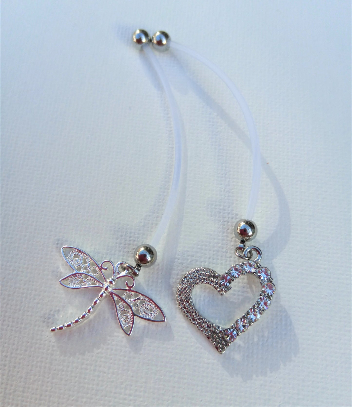Heart or Dragonfly Bioflex Belly Bar 30mm to 50mm pregnancy