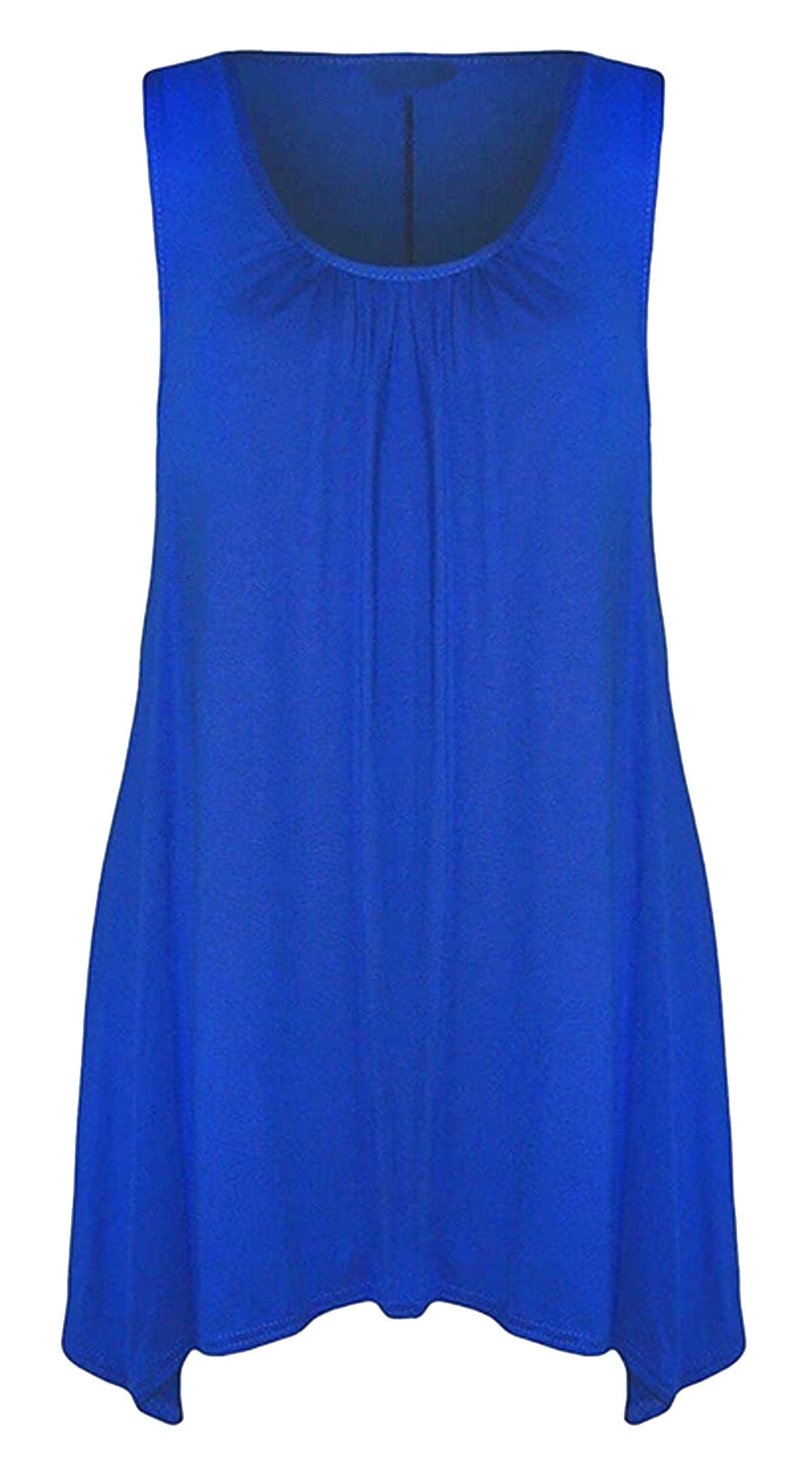 Plus Size Sleeveless Swing Tunic Top: Flared Hanky Hem