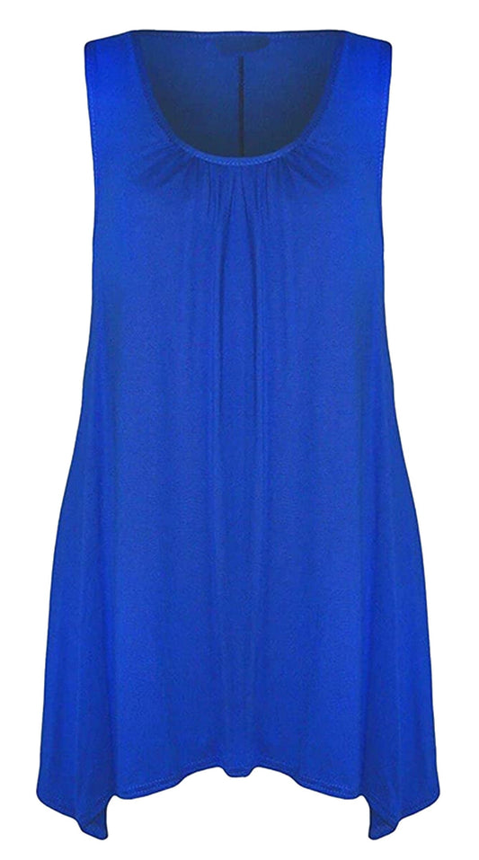 Plus Size Sleeveless Swing Tunic Top: Flared Hanky Hem