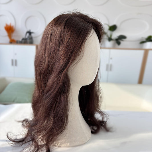 7×8 Inch Body Wave Hair Topper 100% Virgin Human Hair Silk Base Free Part