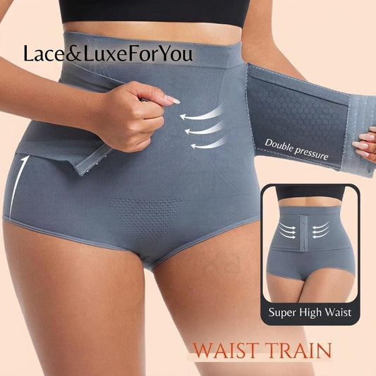 2 Piece Tummy Control Shapewear | High Waist Shaper Shorts + Waist Trainer Belt | Plus Size Body Shaper | Under Dress Slimming Underwear
